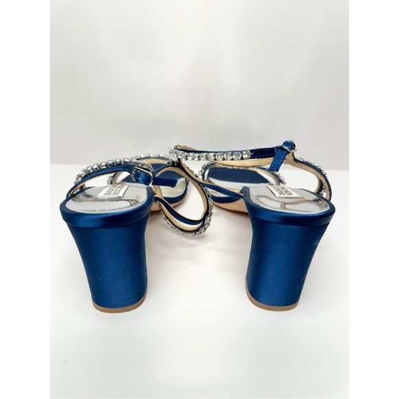Badgley Mischka Sandals Size 9.5 Blue Marilee Open Toe Embellished Heels - Picture 8 of 14